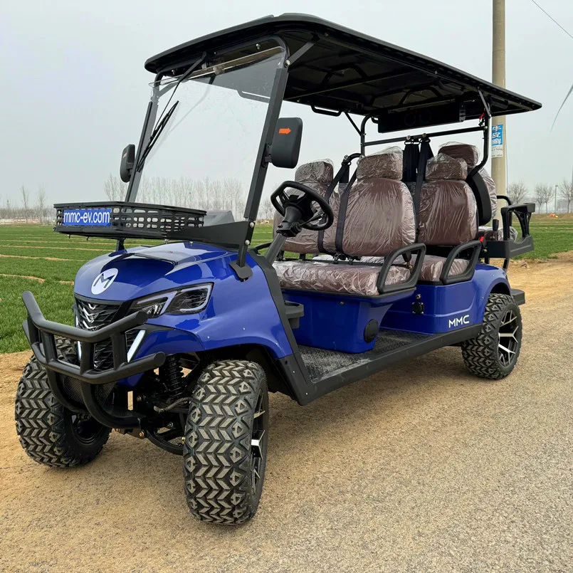 Carrinho de Golfe Elétrico Club Car com Quatro Rodas Levantadas para Caça Off Road com Bateria de Lítio 4 Lugares