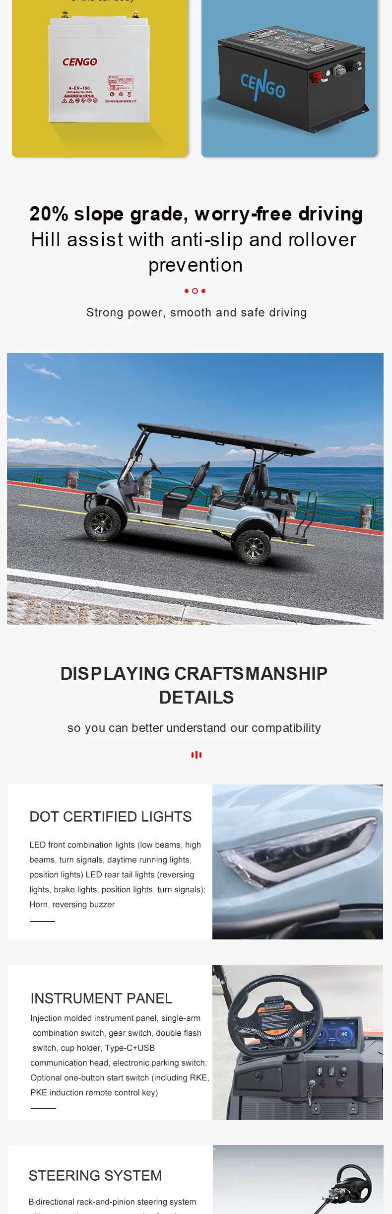 Carrinho de Golfe de Luxo para Uso em Campo e Rua com Aprovação do DOT