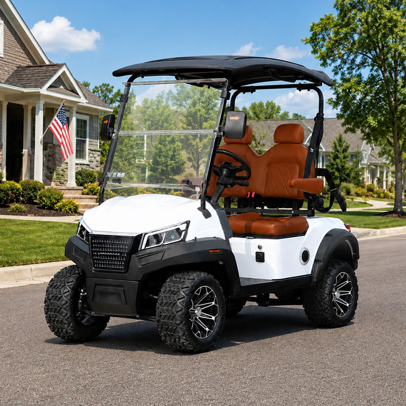 Carrinho de Golfe Elétrico de Luxo 2 Lugares, Buggy de Golfe Legal na Rua, Carro Clube com Bateria de Lítio