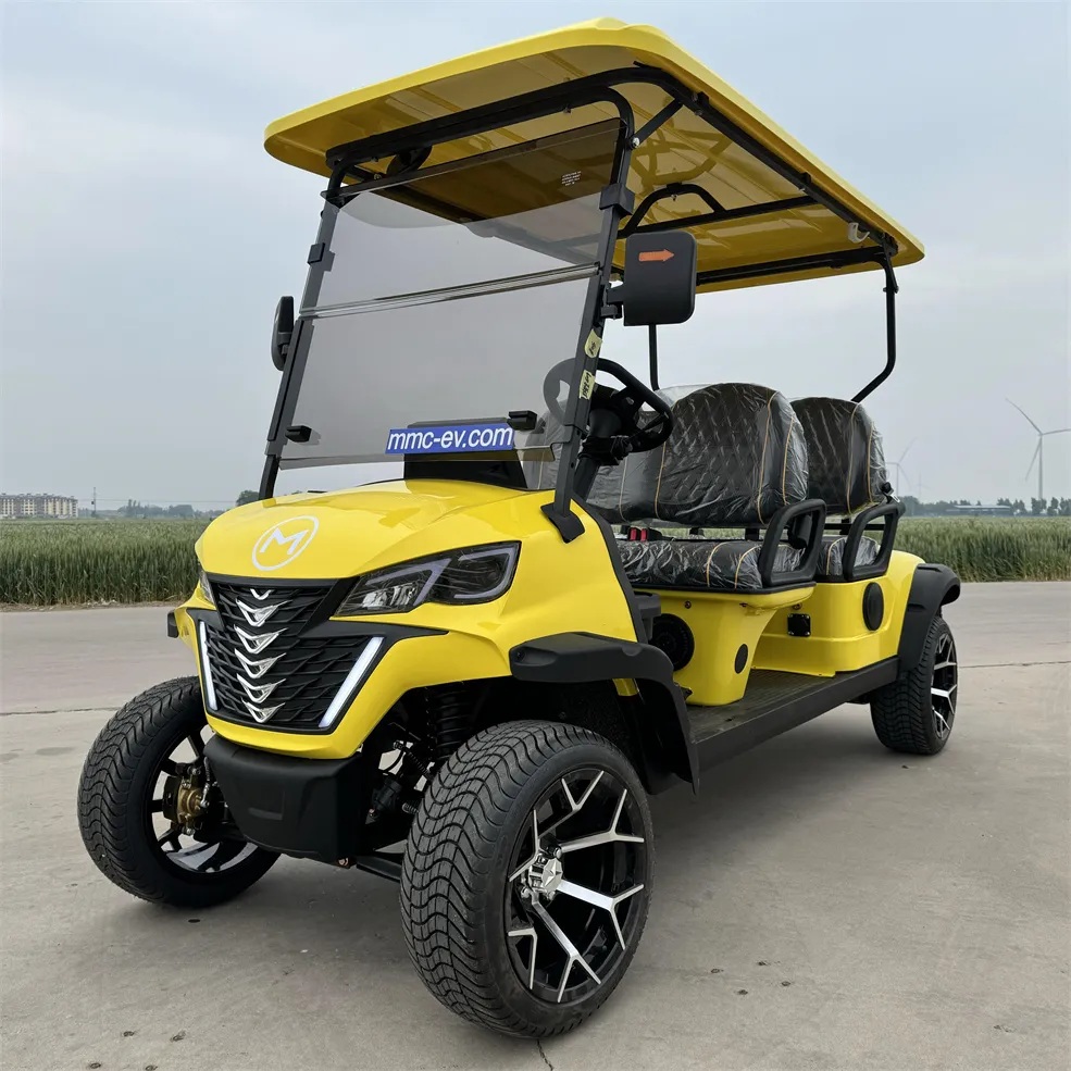 Carrinho de Golfe Elétrico Club Car com Quatro Rodas Levantadas para Caça Off Road com Bateria de Lítio 4 Lugares
