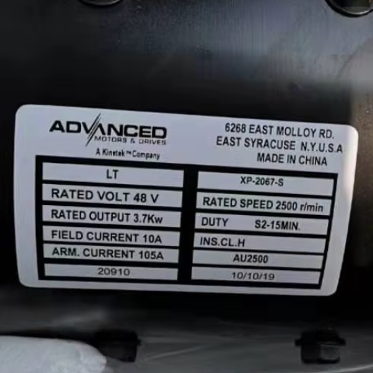 XP-2067-S Kds 3.7kw Motor 48V para Carrinho de Golfe Lvtong Motor DC com Curtis 1266A-5201