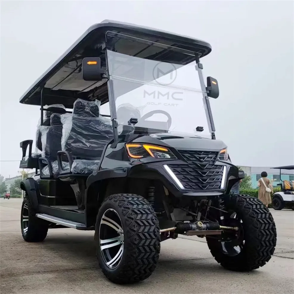 Carrinho de Golfe Elétrico Club Car com Quatro Rodas Levantadas para Caça Off Road com Bateria de Lítio 4 Lugares