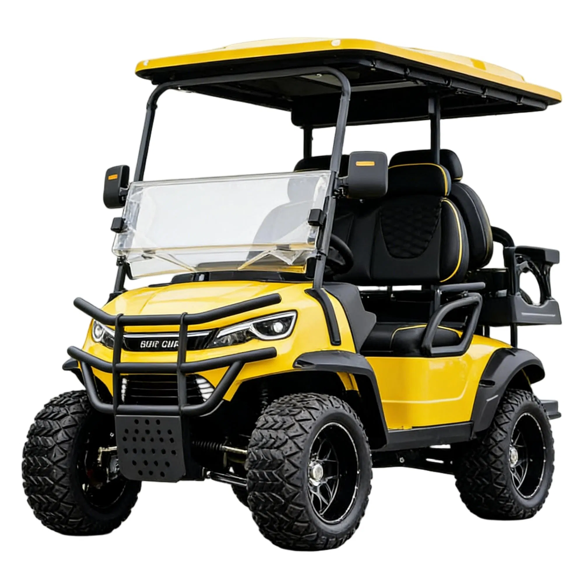 4-Seater Buggy de Golfe Bumblebee Carrinho de Golfe Elétrico com Acessórios de Luxo Personalizados Baterias de Lítio Carrinhos de Golfe para Campo de Golfe Passeios Off-Road e Transporte em Resort