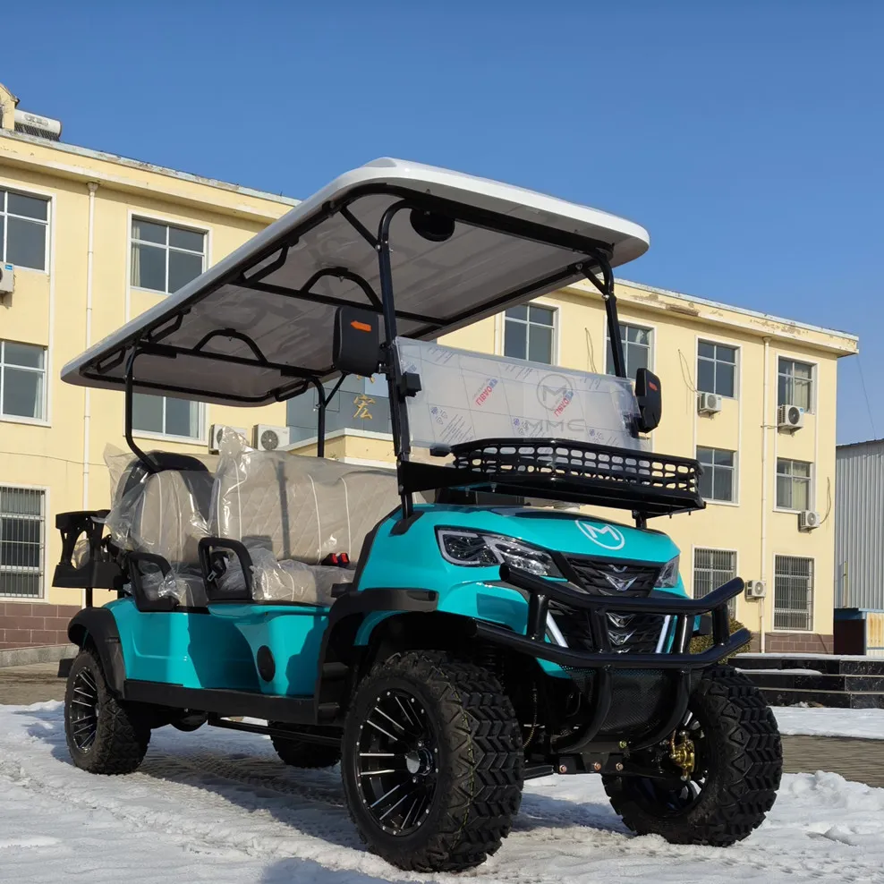Carrinho de Golfe Elétrico Club Car com Quatro Rodas Levantadas para Caça Off Road com Bateria de Lítio 4 Lugares