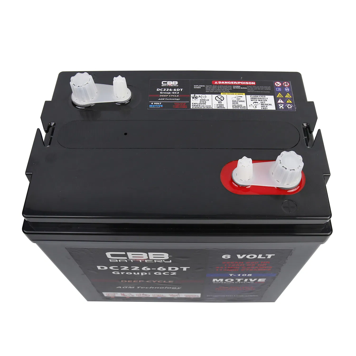 Bateria Gel de Ciclo Profundo com Terminais Duplos 6V 226ah Bateria para Carrinho de Golfe T105