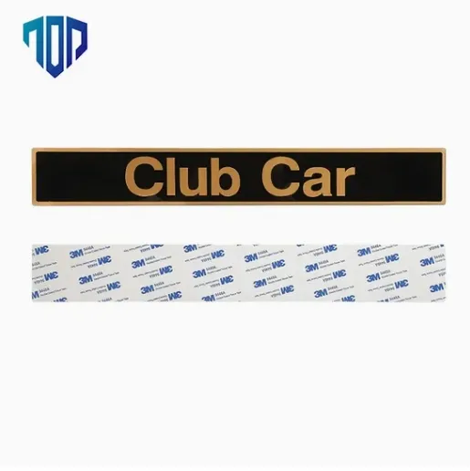 Emblema Frontal do Carrinho de Golfe Club Car Precedent - Placa de Nome Preta e Dourada - Peça de Substituição 102502601 1014198 (2004+)