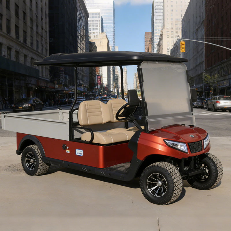 Veículo elétrico utilitário para campo de golfe com caixa de carga de alumínio