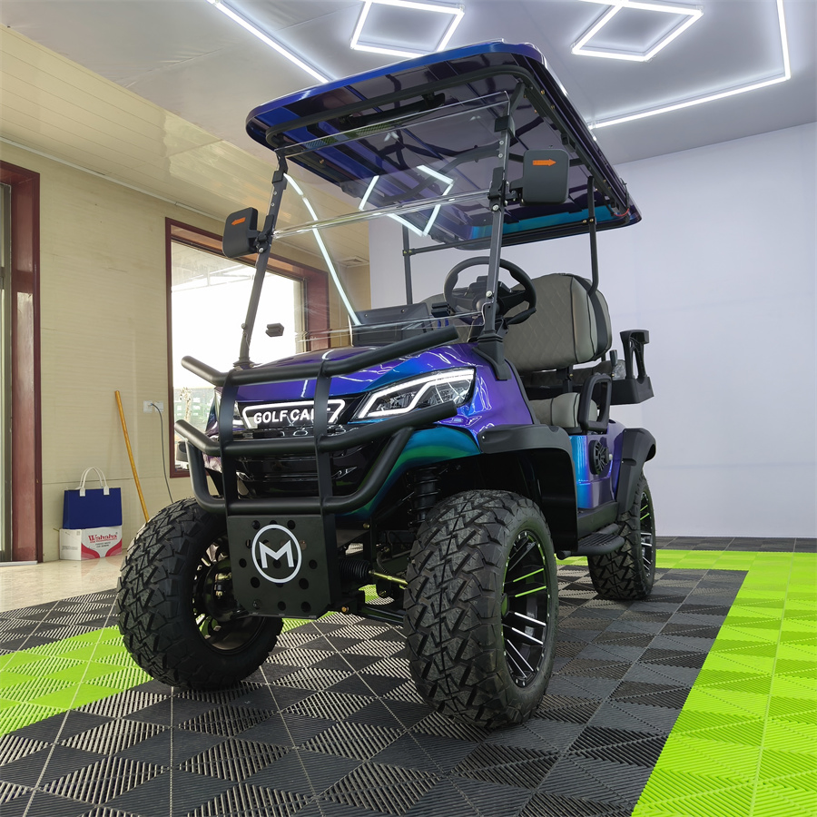 Carrinho de Golfe Elétrico Club Car com Quatro Rodas Levantadas para Caça Off Road com Bateria de Lítio 4 Lugares