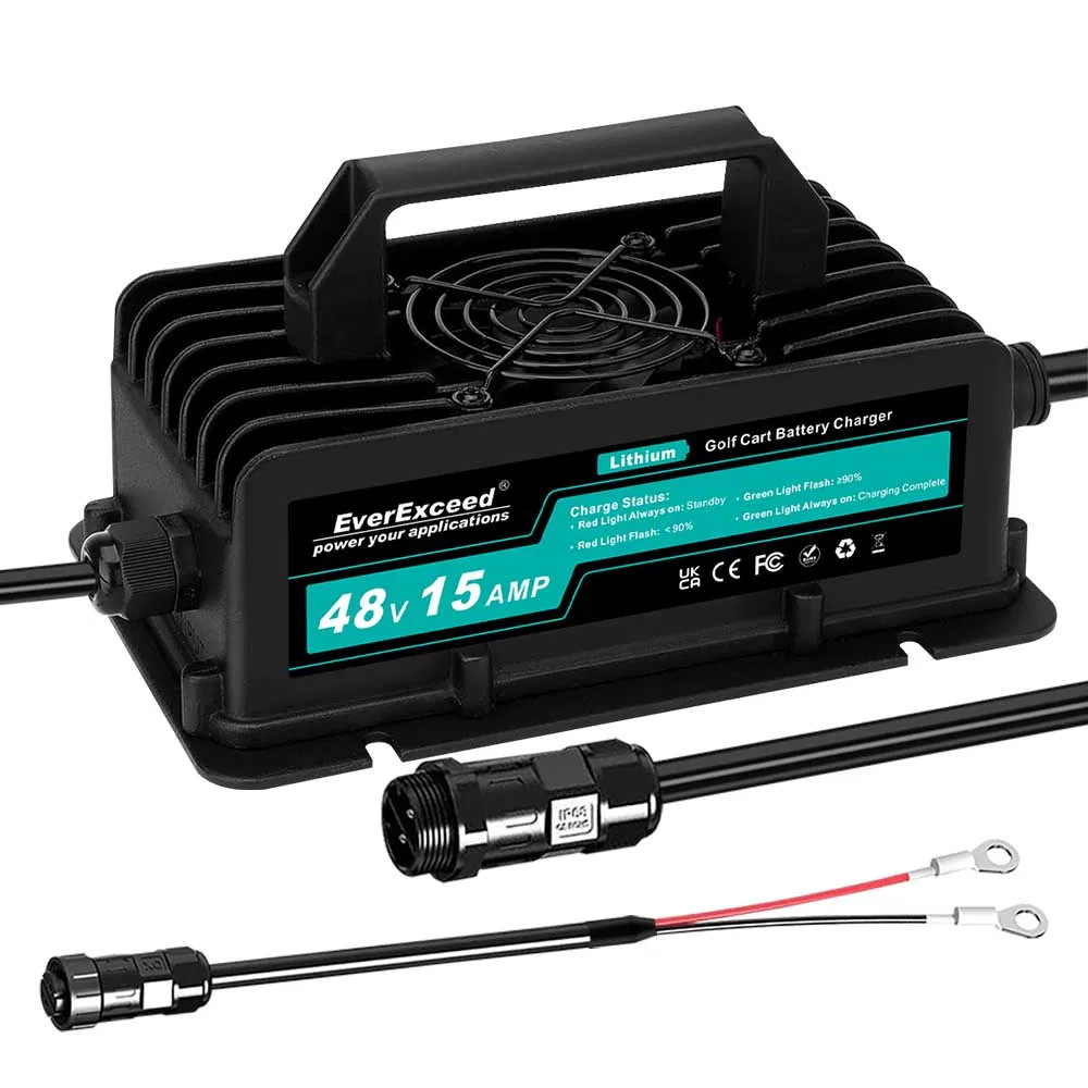48V 15A LiFePO4 Carregador de Bateria para Carrinho de Golfe