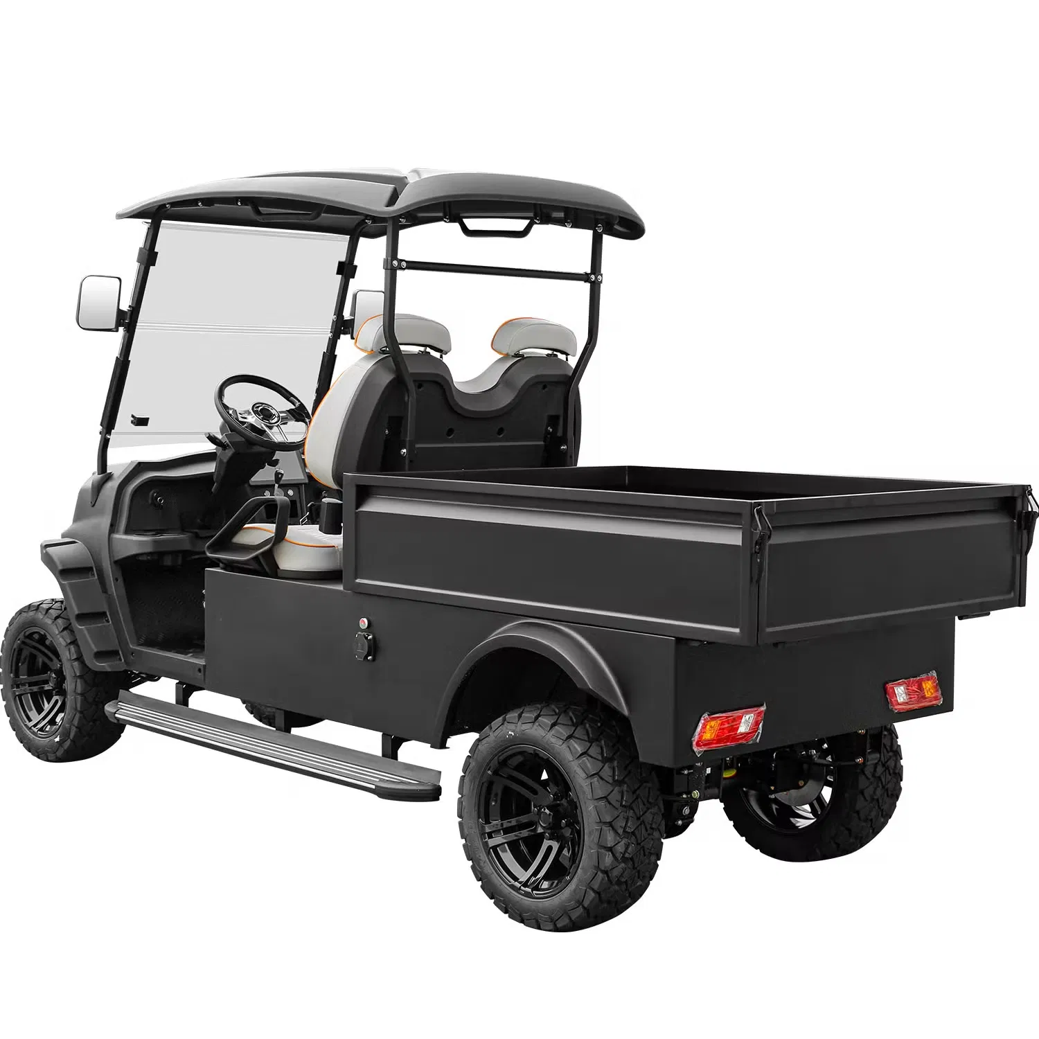 Carrinho de golfe elétrico eficiente com opção de caçamba de plástico para uso flexível