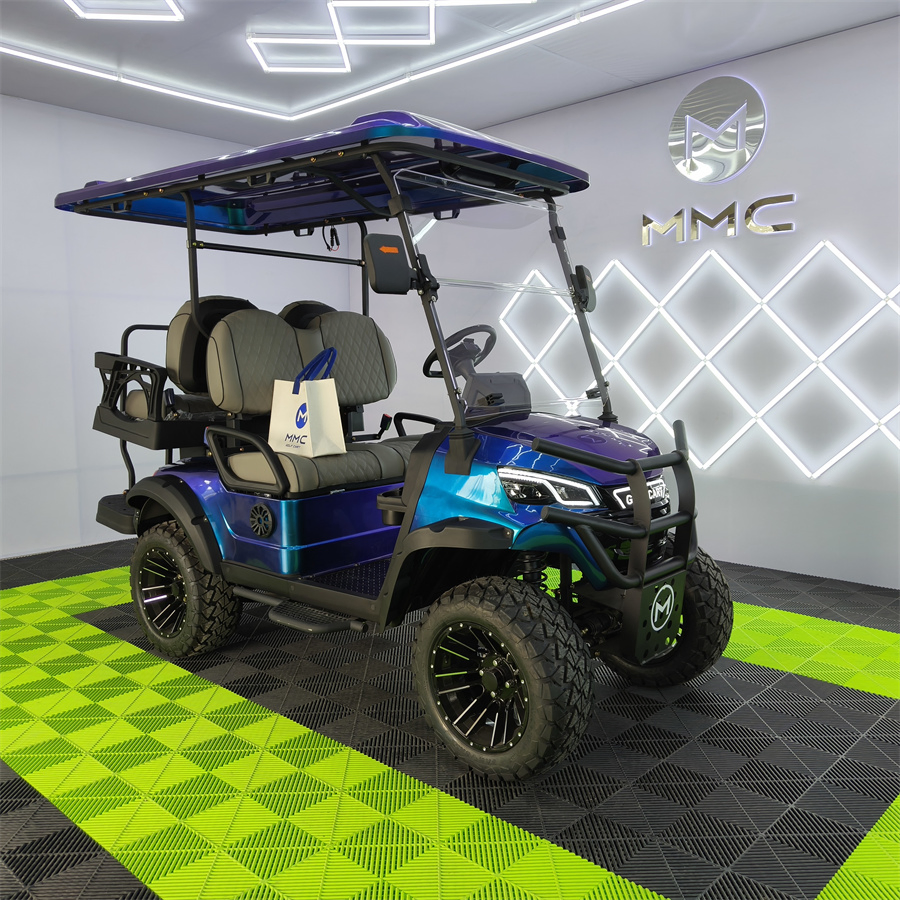 Carrinho de Golfe Elétrico Club Car com Quatro Rodas Levantadas para Caça Off Road com Bateria de Lítio 4 Lugares