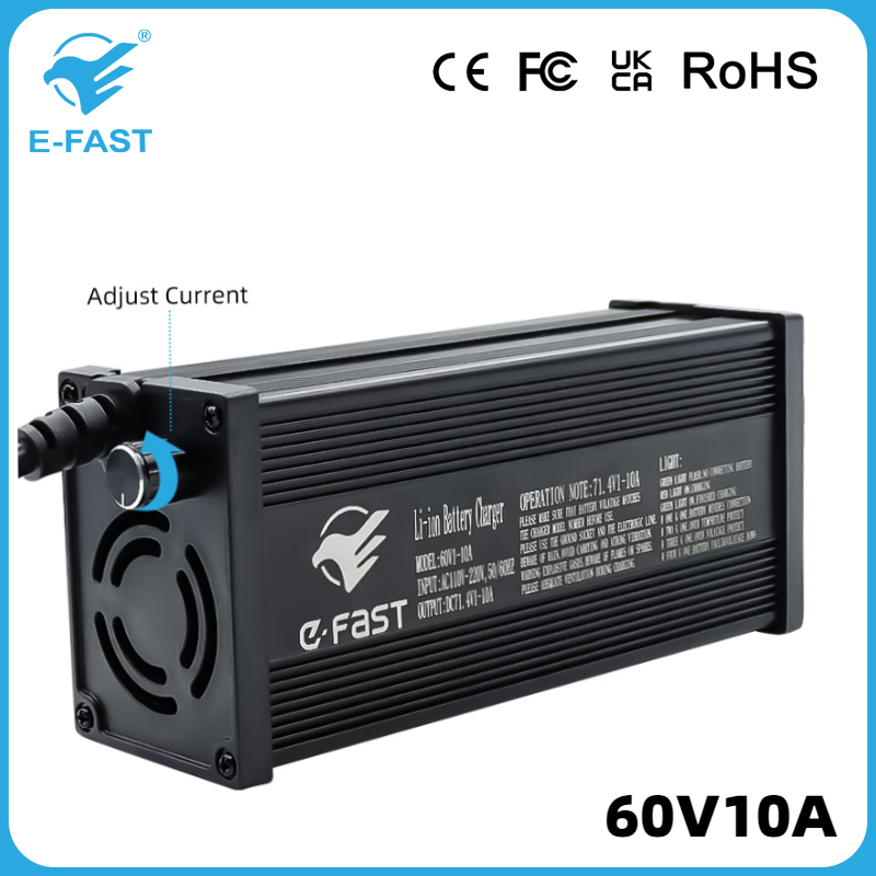 Carregador Automático de Bateria para Triciclo Elétrico de Lítio e Carro de Golfe 36V 48V 60V 72V Carregador de Bateria para Bateria de Lítio