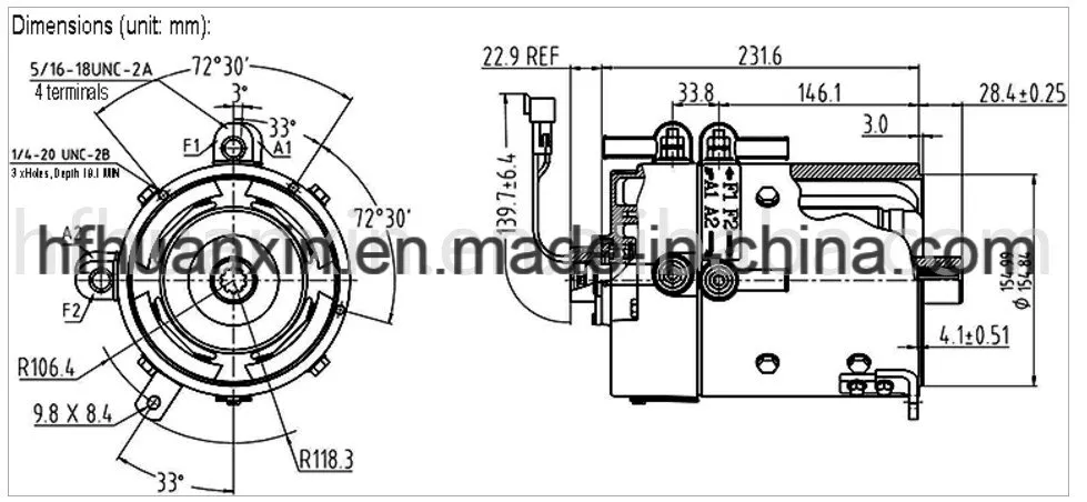XP-2067-S Kds 3.7kw Motor 48V para Carrinho de Golfe Lvtong Motor DC com Curtis 1266A-5201