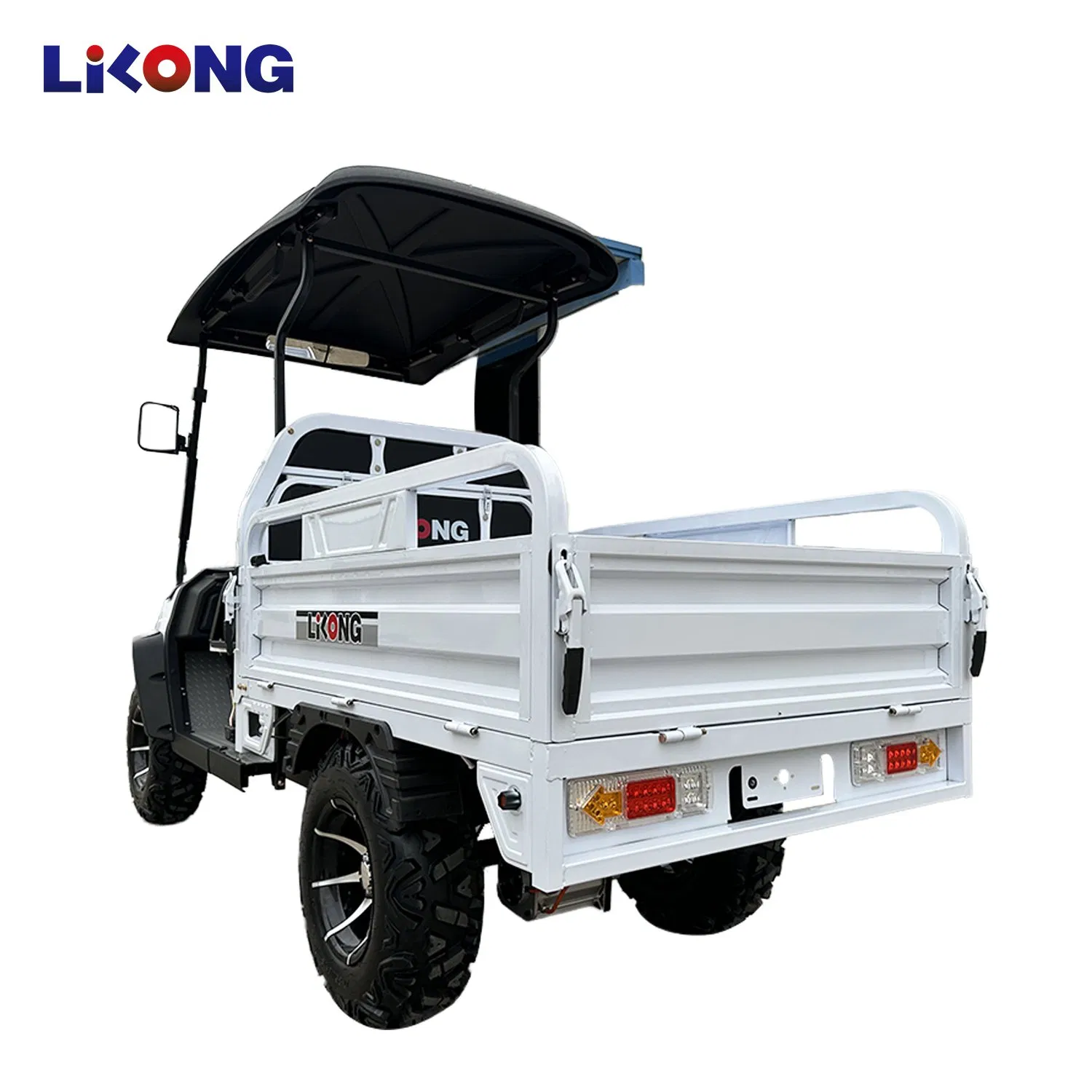 Veículo utilitário elétrico com teto de sombra, buggy ATV, carrinho de golfe, carro de carga com assento confortável