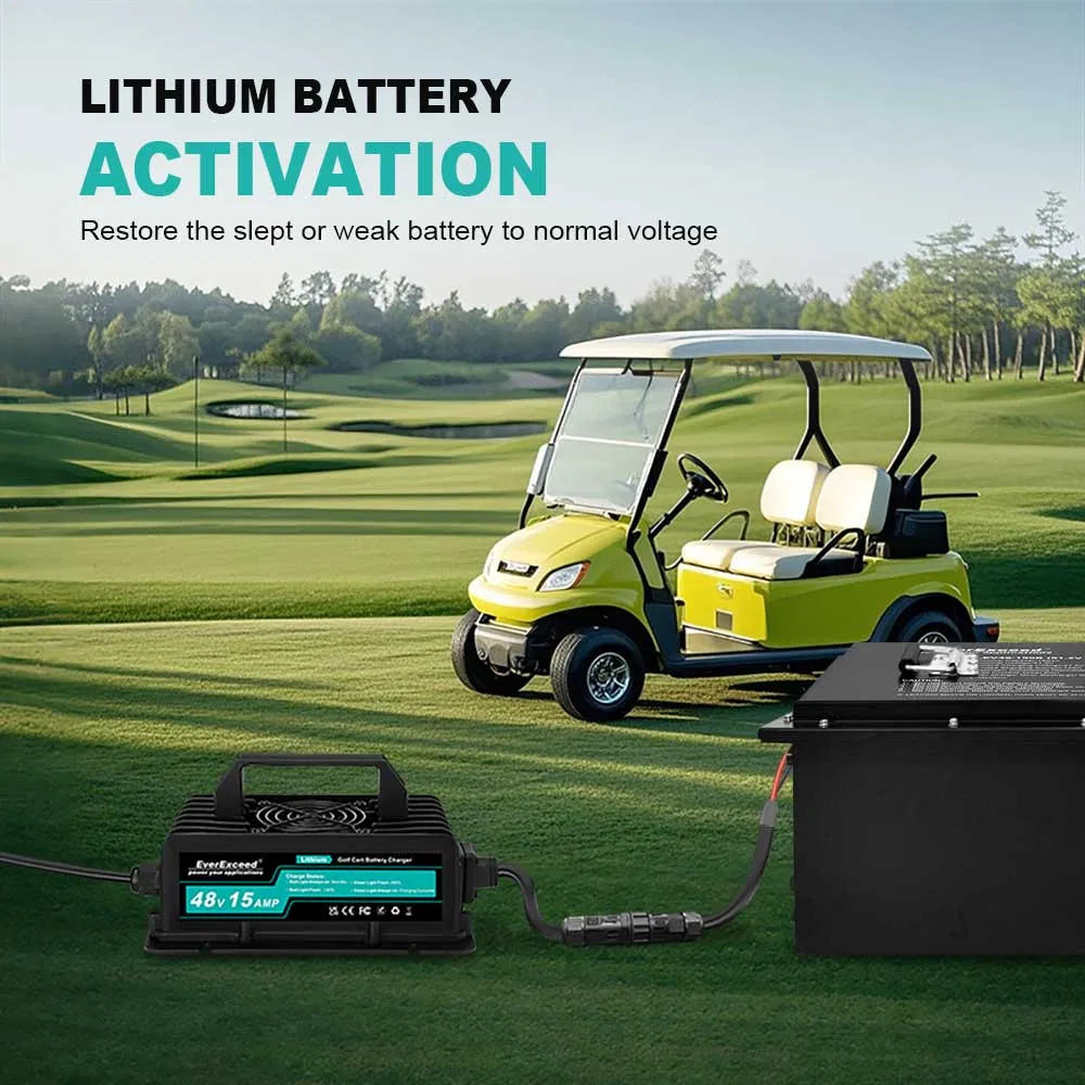 Carregador de Golfe Confiável 48V 15A para Baterias LiFePO4