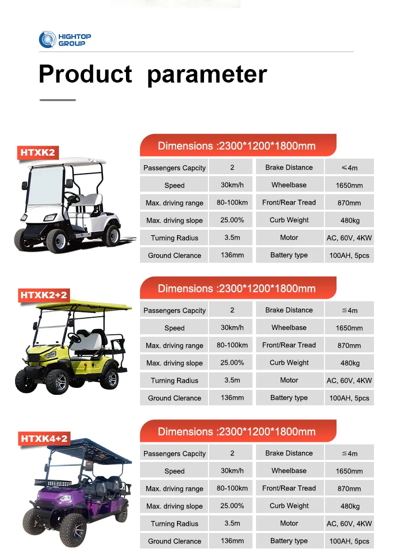 Carrinho de Golfe com Bateria de Alto Desempenho Pequeno Buggy Elétrico com 4-Seat Teto 2ND Carts de Geração