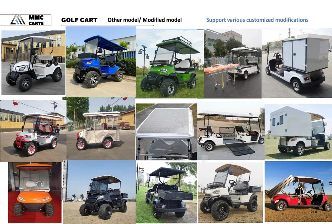Carrinho de Golfe Elétrico Club Car com Quatro Rodas Levantadas para Caça Off Road com Bateria de Lítio 4 Lugares