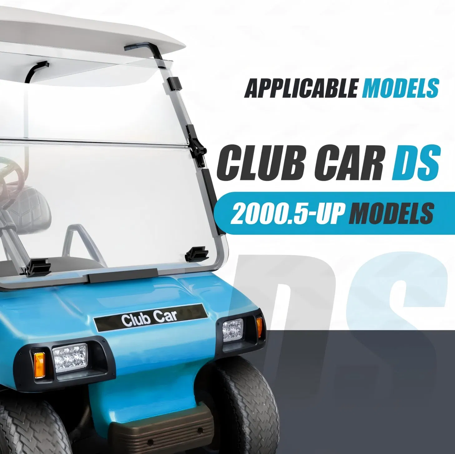 Para-brisa de Carrinho de Golfe para Club Car Ds 2000-up a Gasolina e Elétrico, 5mm Para-brisa PC