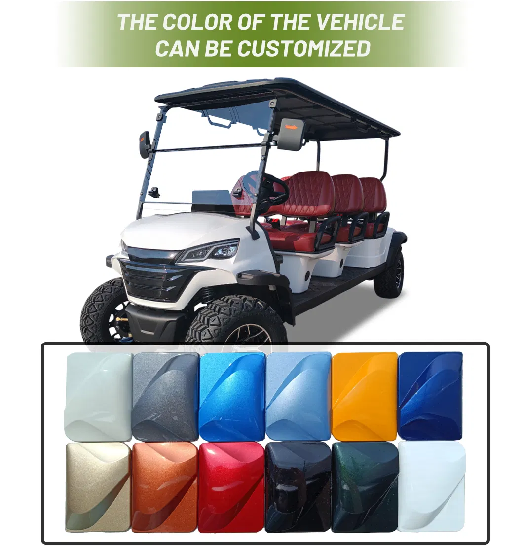 Carrinho de Golfe de Luxo Lsv 6 Lugares 72V Buggy de Litio Off Road para Caça
