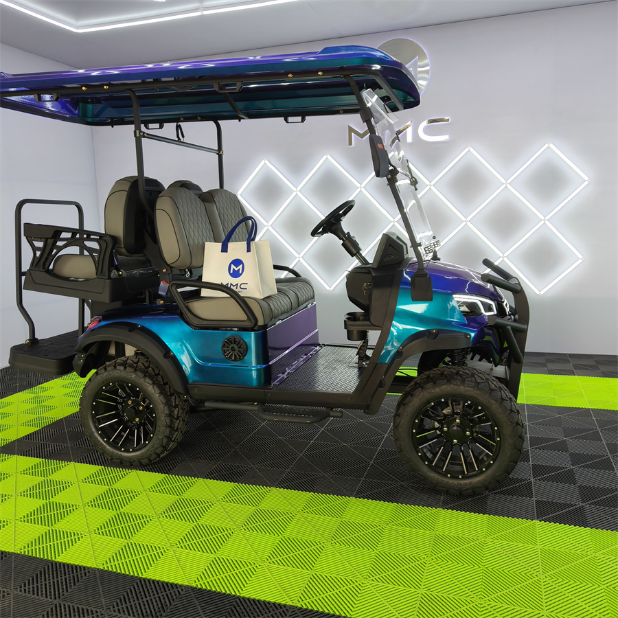 Carrinho de Golfe Elétrico Club Car com Quatro Rodas Levantadas para Caça Off Road com Bateria de Lítio 4 Lugares
