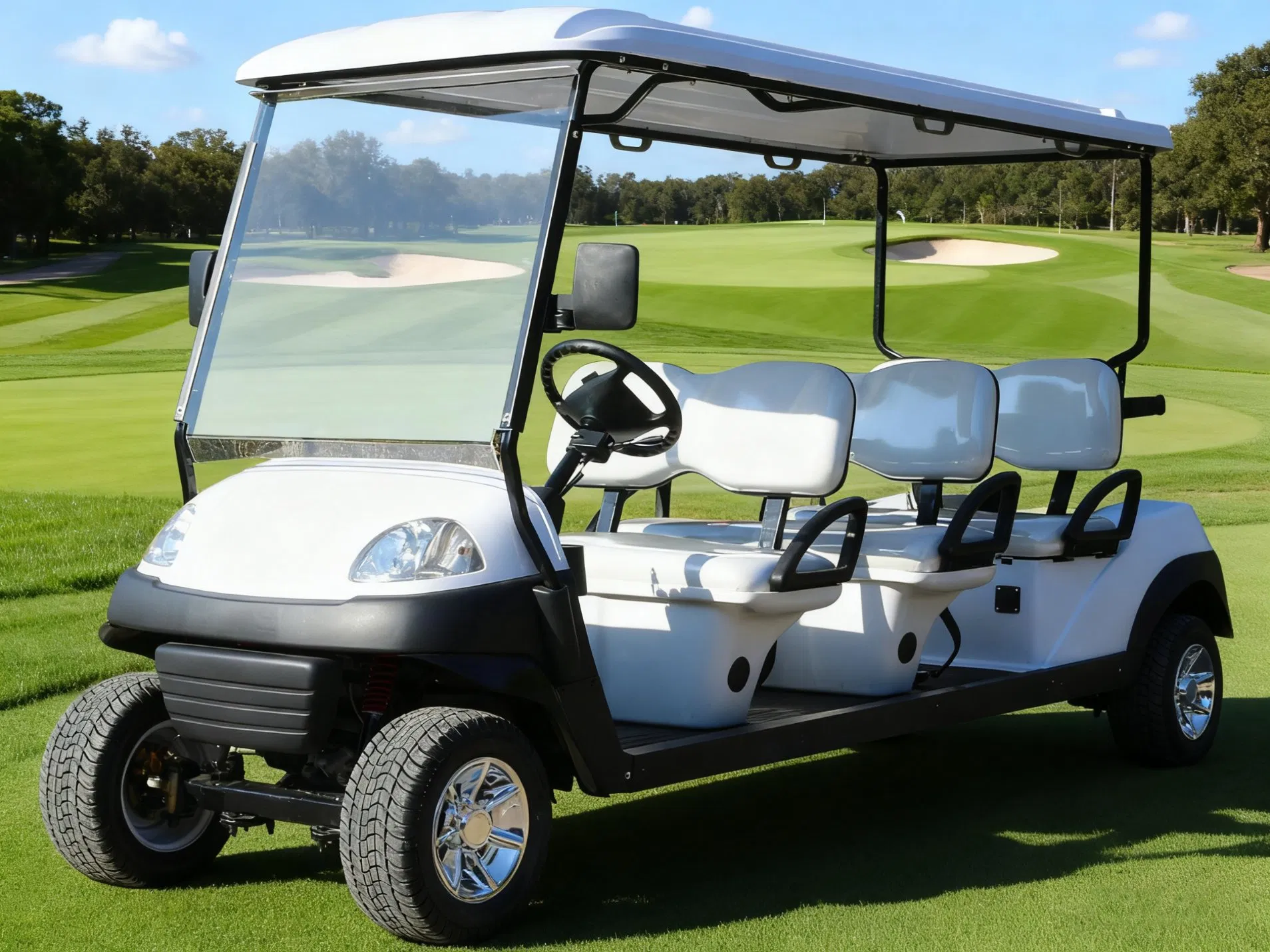 Carrinho de Golfe Branco Espaçoso 4-Passenger para Uso em Resort e Golfe