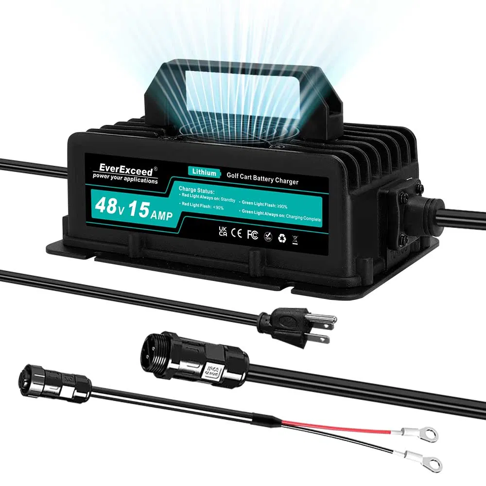 48V 15A LiFePO4 Carregador de Bateria para Carrinho de Golfe