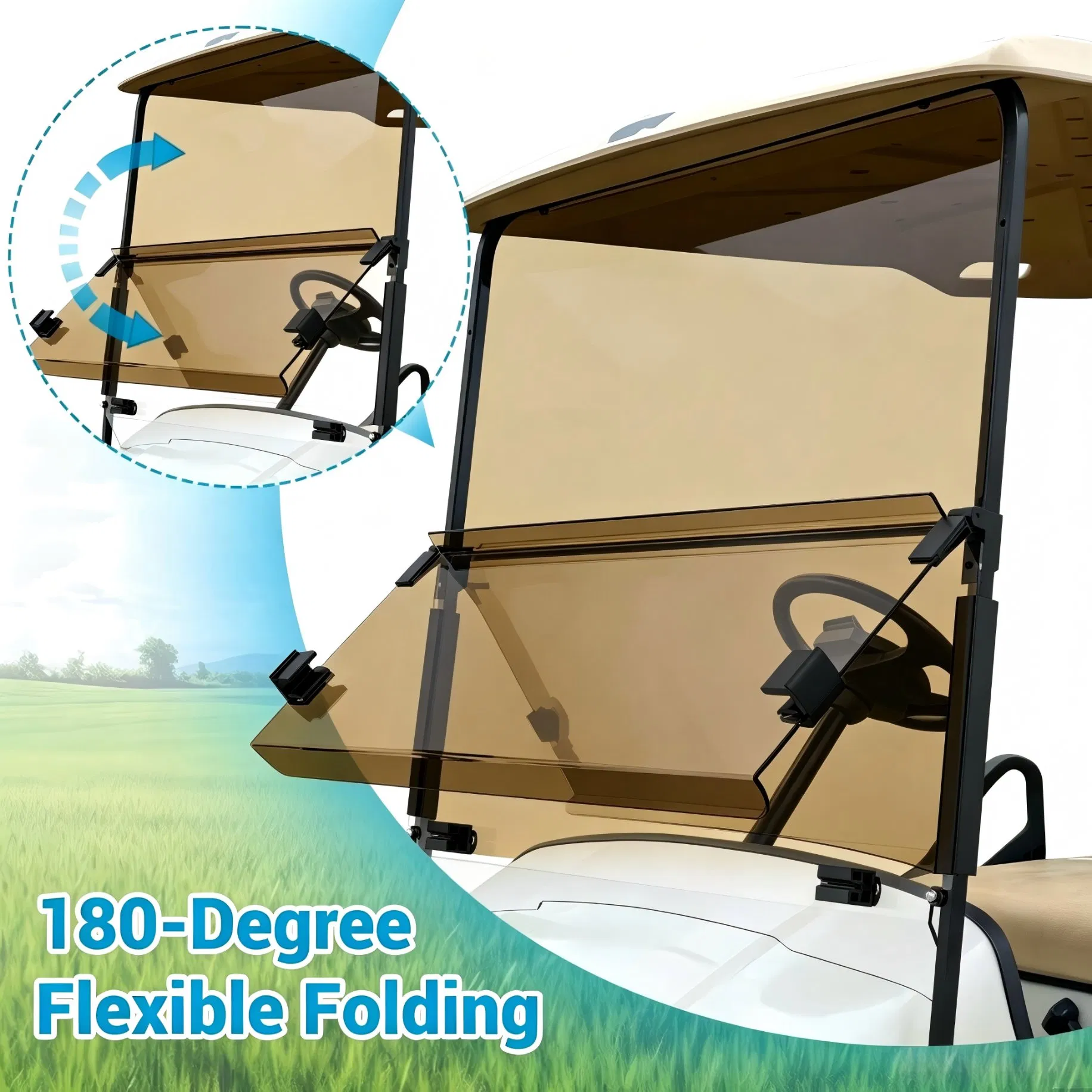 Parabrisa Tinted de Policarbonato Resistente a UV e Impacto para Carrinho de Golfe Ezgo TXT