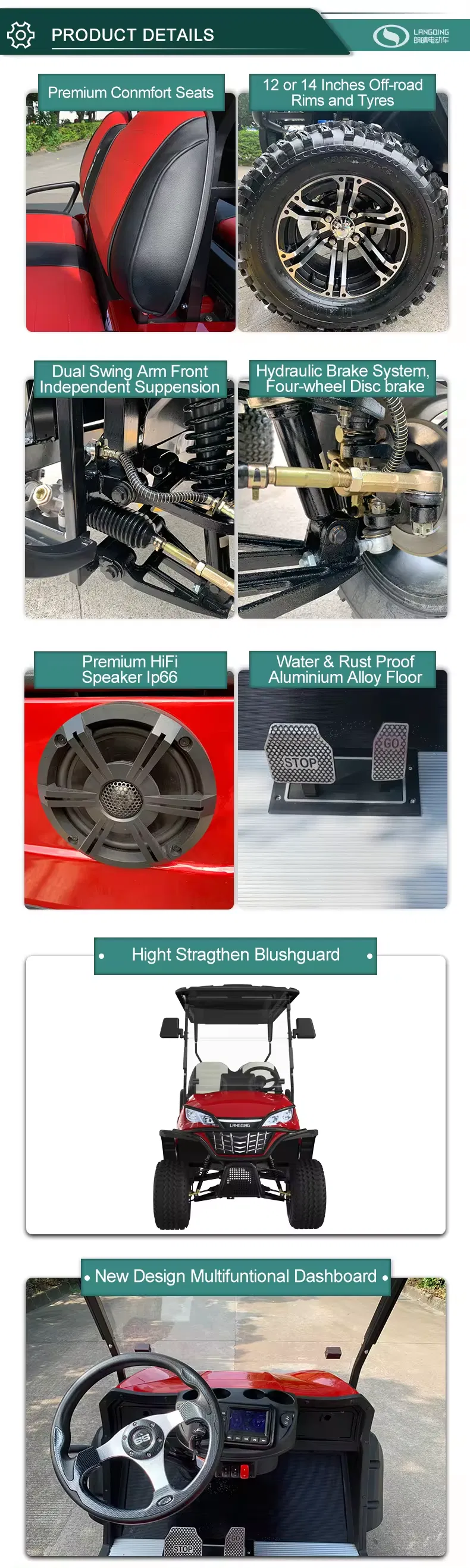 Carrinhos de Golfe Elétricos Preço Barato Veículo Utilitário para Adultos Carrinho de Golfe