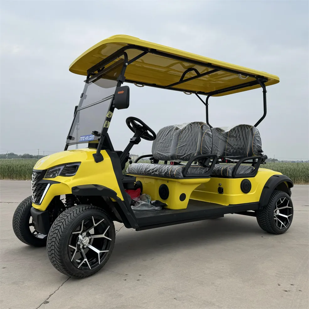 Carrinho de Golfe Elétrico Club Car com Quatro Rodas Levantadas para Caça Off Road com Bateria de Lítio 4 Lugares