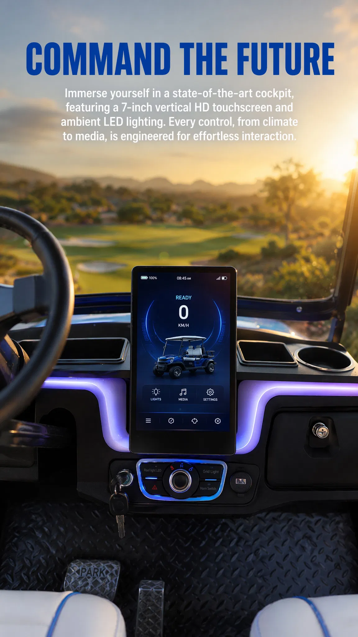 Interior e assentos ergonômicos do veículo elétrico