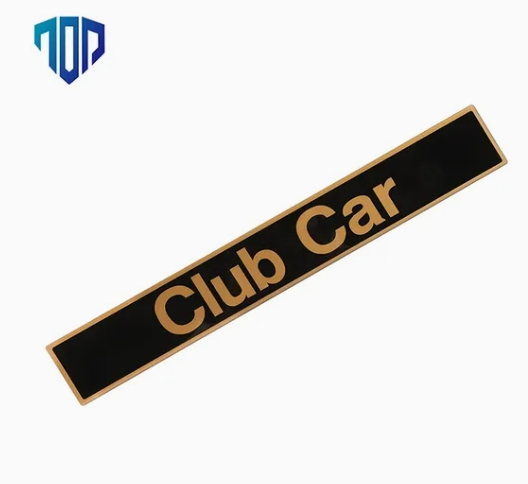 Emblema Frontal do Carrinho de Golfe Club Car Precedent - Placa de Nome Preta e Dourada - Peça de Substituição 102502601 1014198 (2004+)