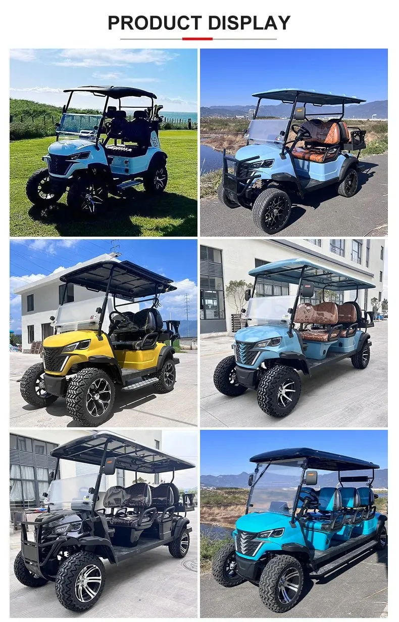 Carrinho de Golfe Elétrico Club Car com Quatro Rodas Levantadas para Caça Off Road com Bateria de Lítio 4 Lugares