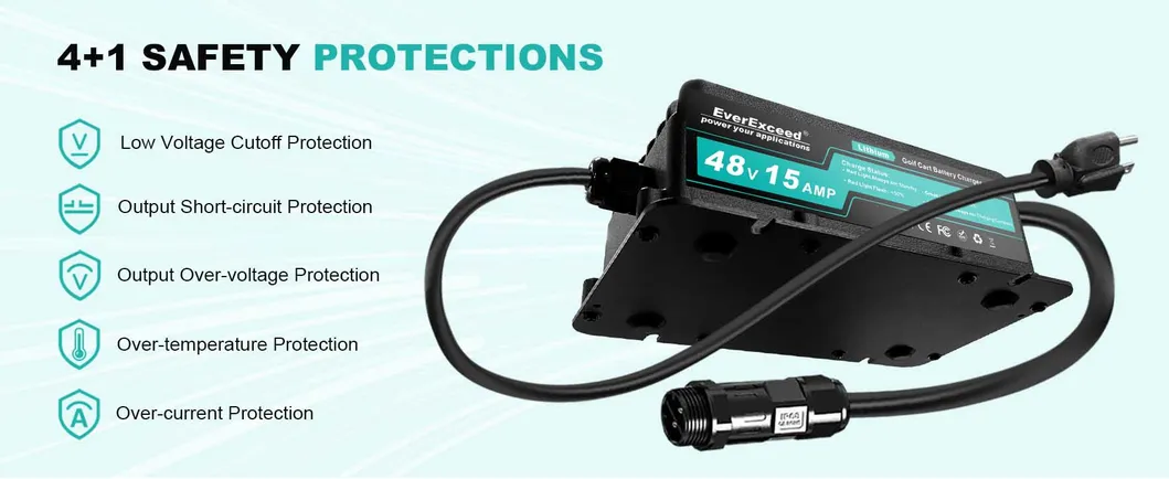 48V 15A LiFePO4 Carregador de Bateria para Carrinho de Golfe
