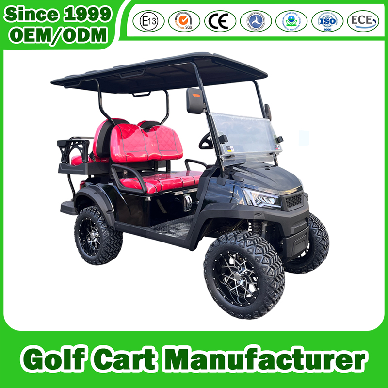 Fabricante de Carrinho de Golfe a Gasolina da China para Passeios de Caça Off Road Carro Clube Legal para Rua Utilitário Lsv Elevado 2+2 4 Assentos a Gasolina Elevado Carrinho de Golfe