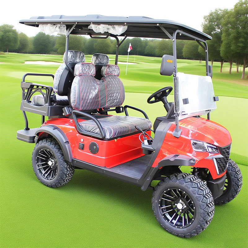 4 Carrinho de Golfe Elétrico com Bateria Dobrável para Terreno Acidentado 2+2 Carrinho de Golfe para Off Road