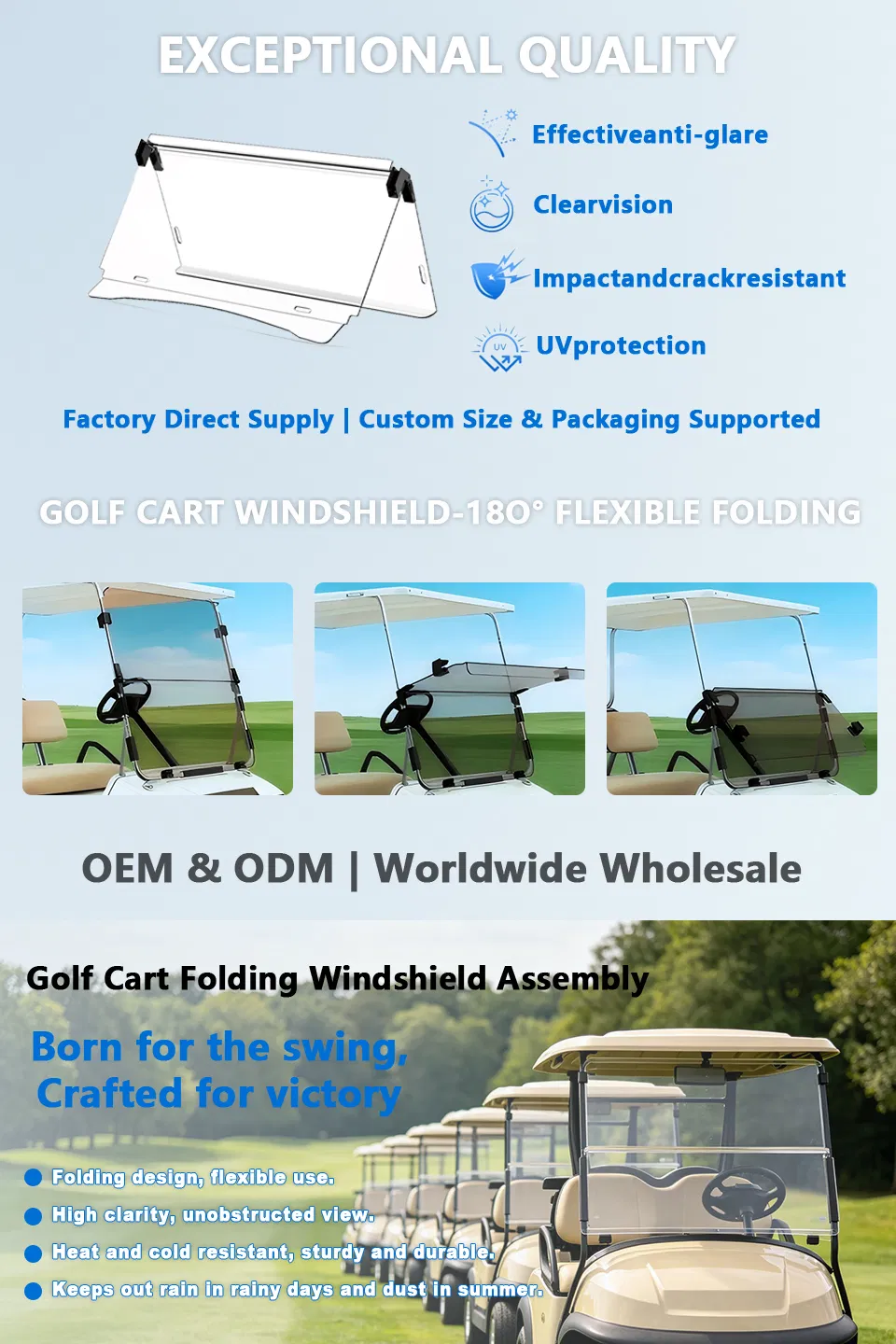 Especificações de Para-brisa de Carrinho de Golfe 2