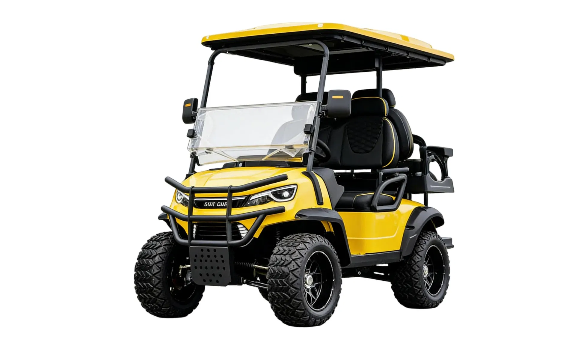 4-Seater Buggy de Golfe Bumblebee Carrinho de Golfe Elétrico com Acessórios de Luxo Personalizados Baterias de Lítio Carrinhos de Golfe para Campo de Golfe Passeios Off-Road e Transporte em Resort