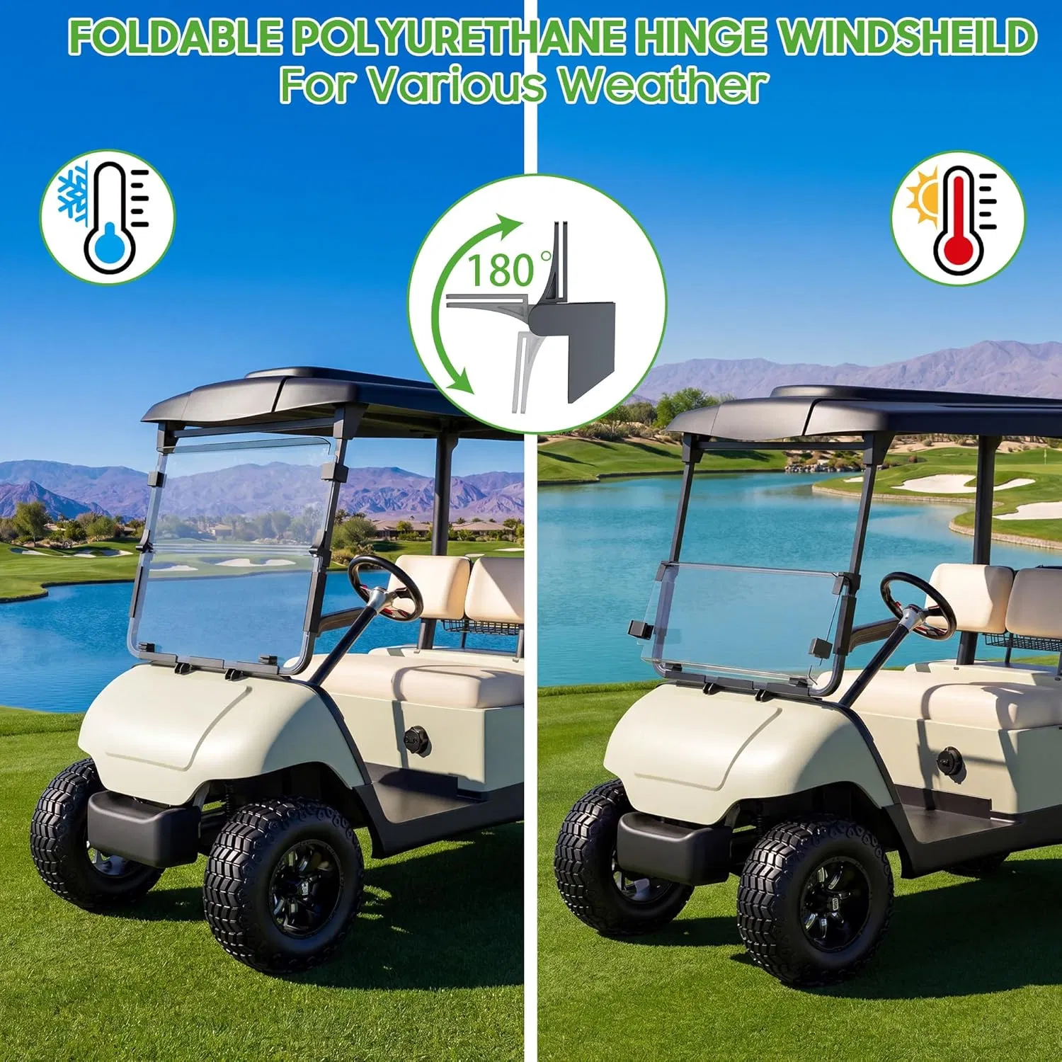 Para-brisa de Carrinho de Golfe Compatível com YAMAHA G22 (2003-2006), 5mm Para-brisa Frontal de Policarbonato