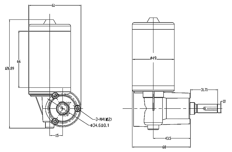 Motor Elétrico de Engrenagem de Vermes DC Multifuncional 12/24/48V para Carrinho de Golfe / Máquina Automatizada