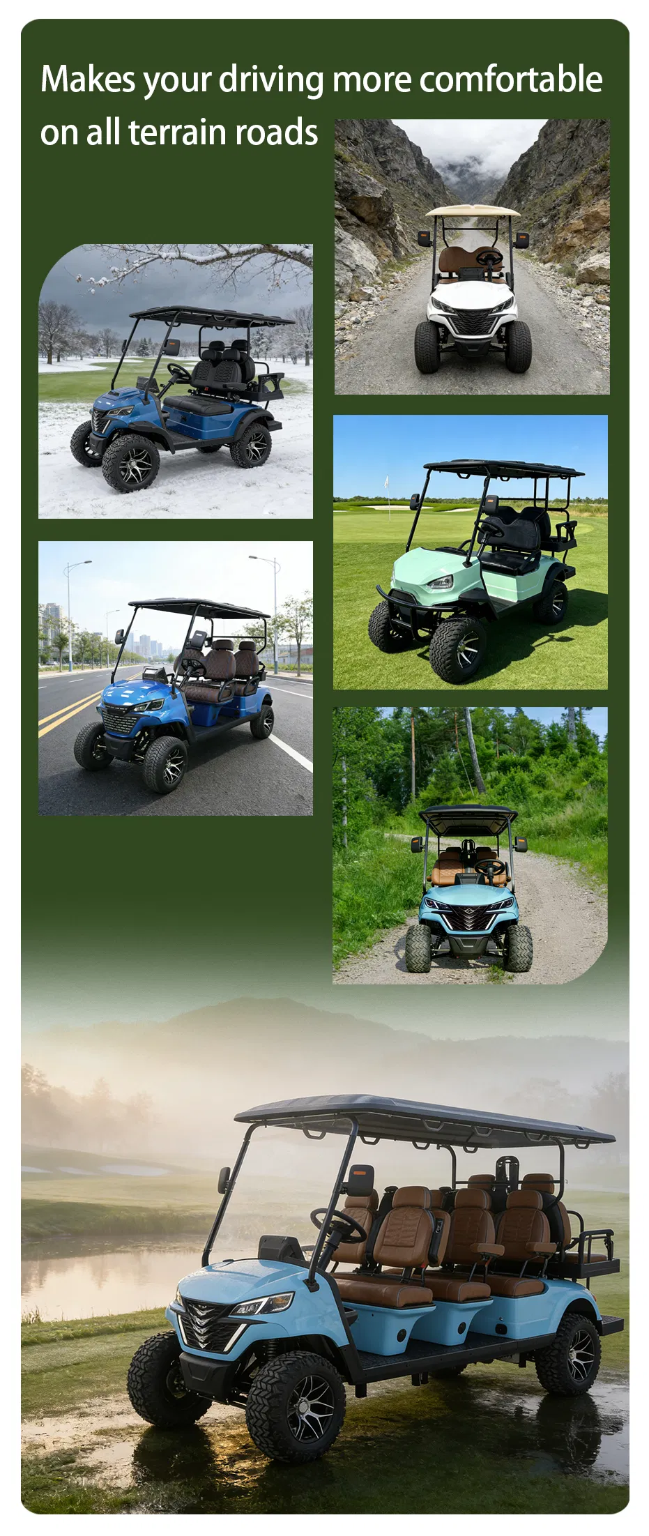 Fotos detalhadas do carro de golfe