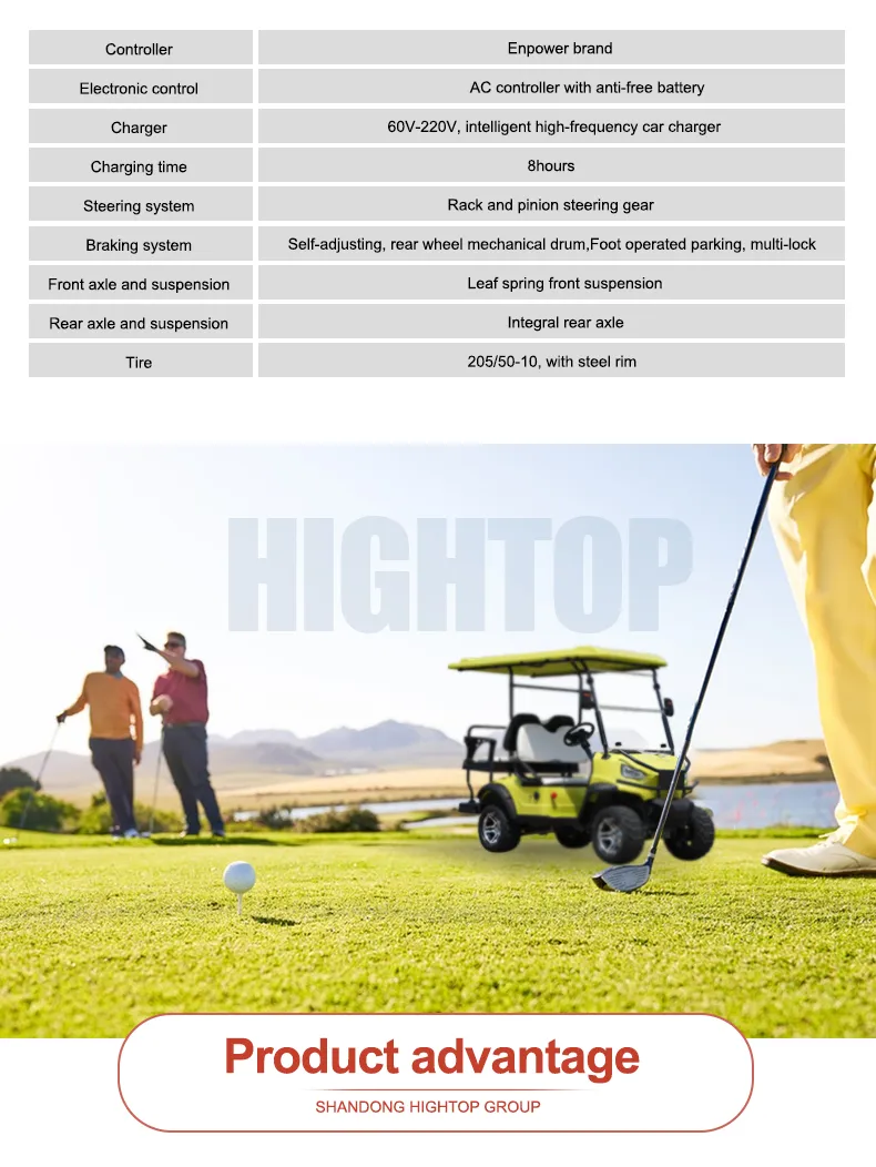 Configuração interior do carrinho de golfe de 2 lugares