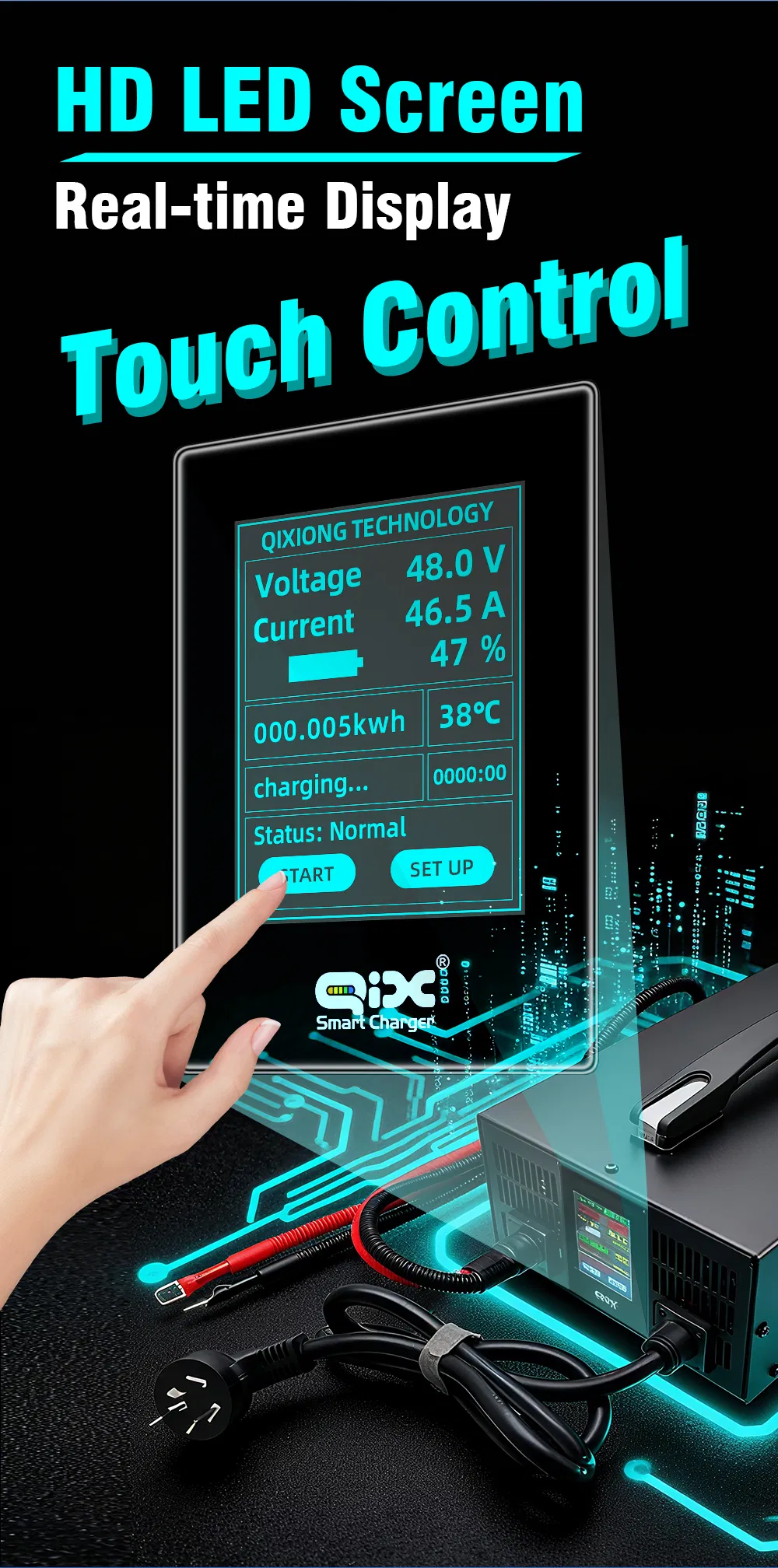 Carregador Eficiente 60V 40A para Soluções de Gestão de Frotas