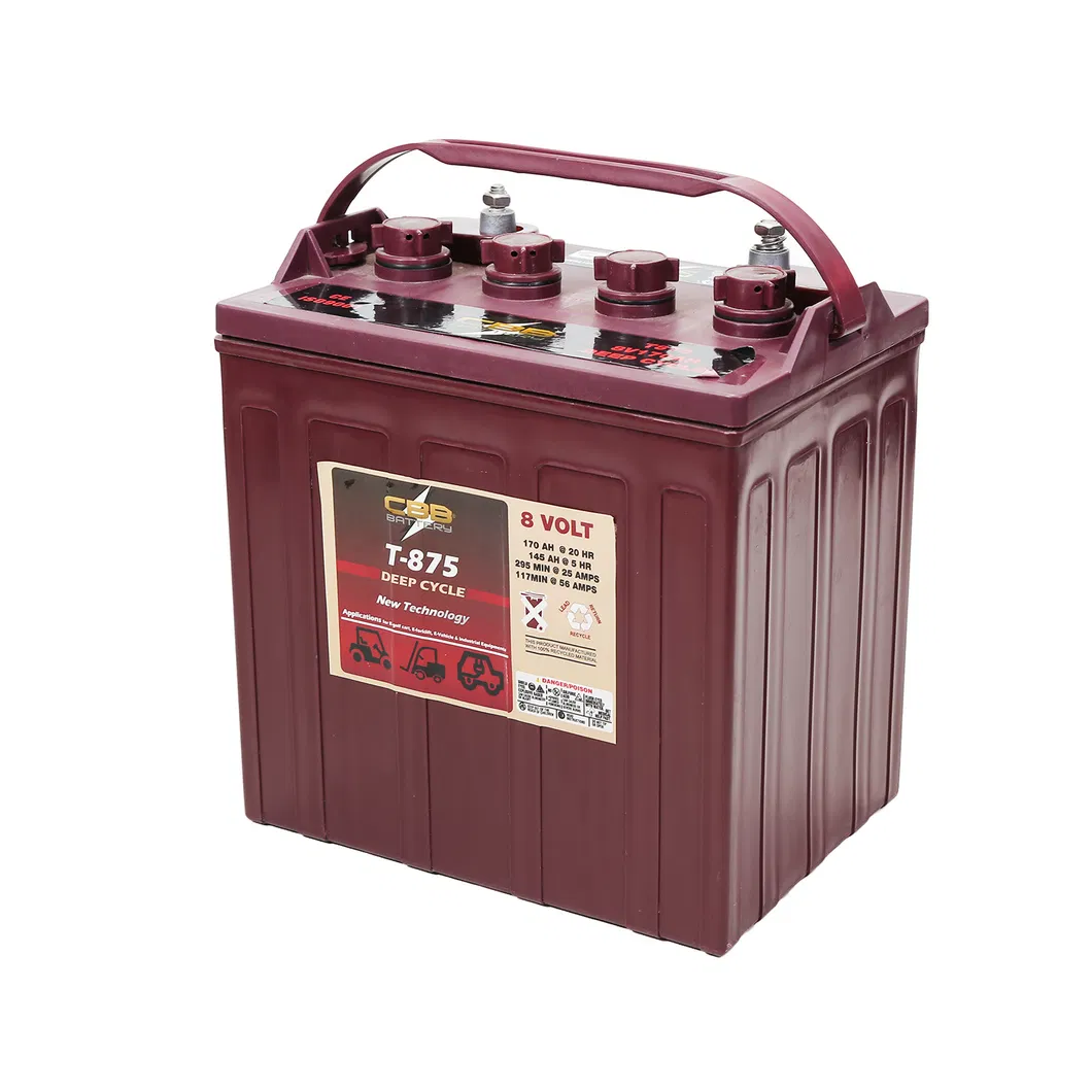 Bateria Tubular de Ciclo Profundo Trojan Substituir T875 8V 170ah para Carrinho de Golfe