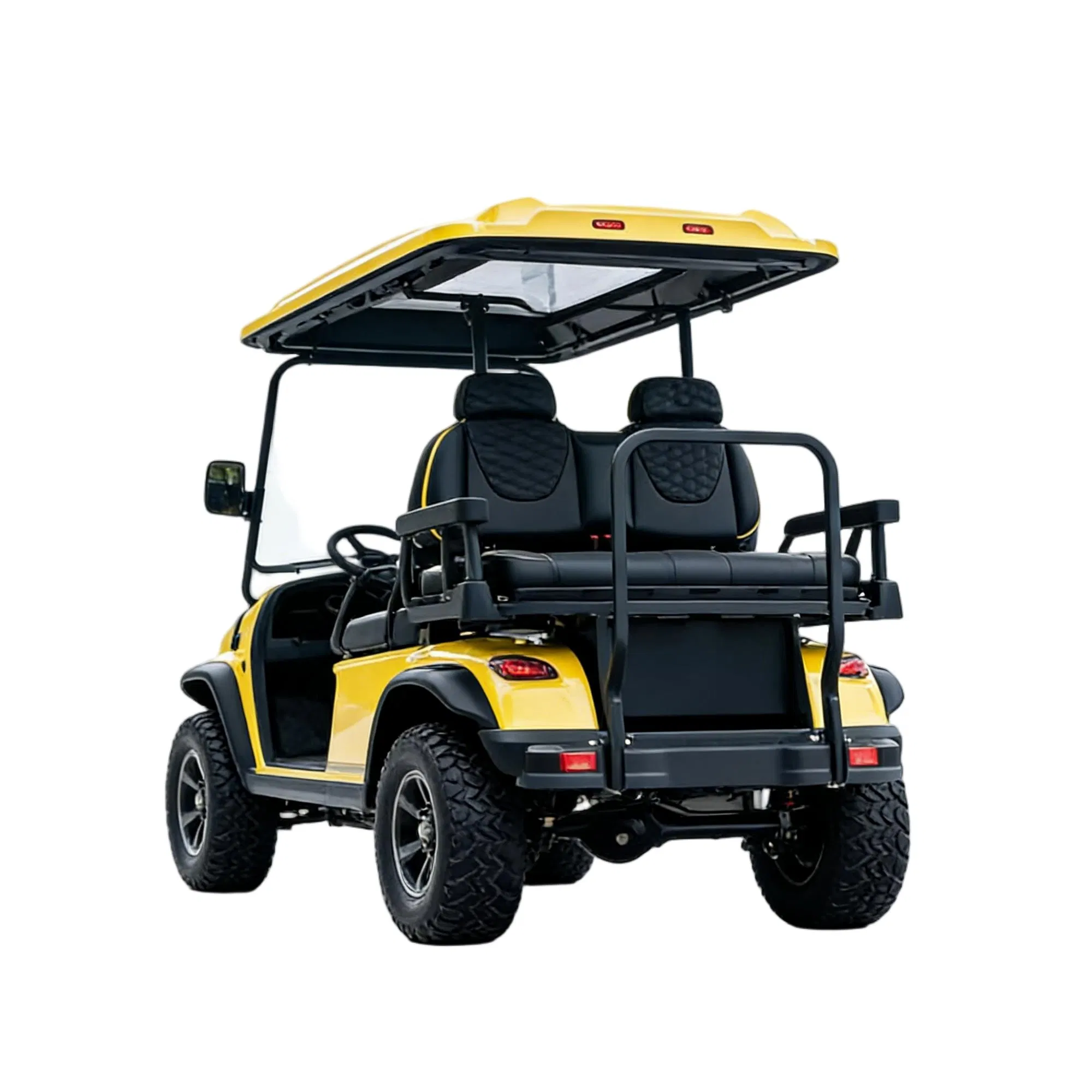 4-Seater Buggy de Golfe Bumblebee Carrinho de Golfe Elétrico com Acessórios de Luxo Personalizados Baterias de Lítio Carrinhos de Golfe para Campo de Golfe Passeios Off-Road e Transporte em Resort