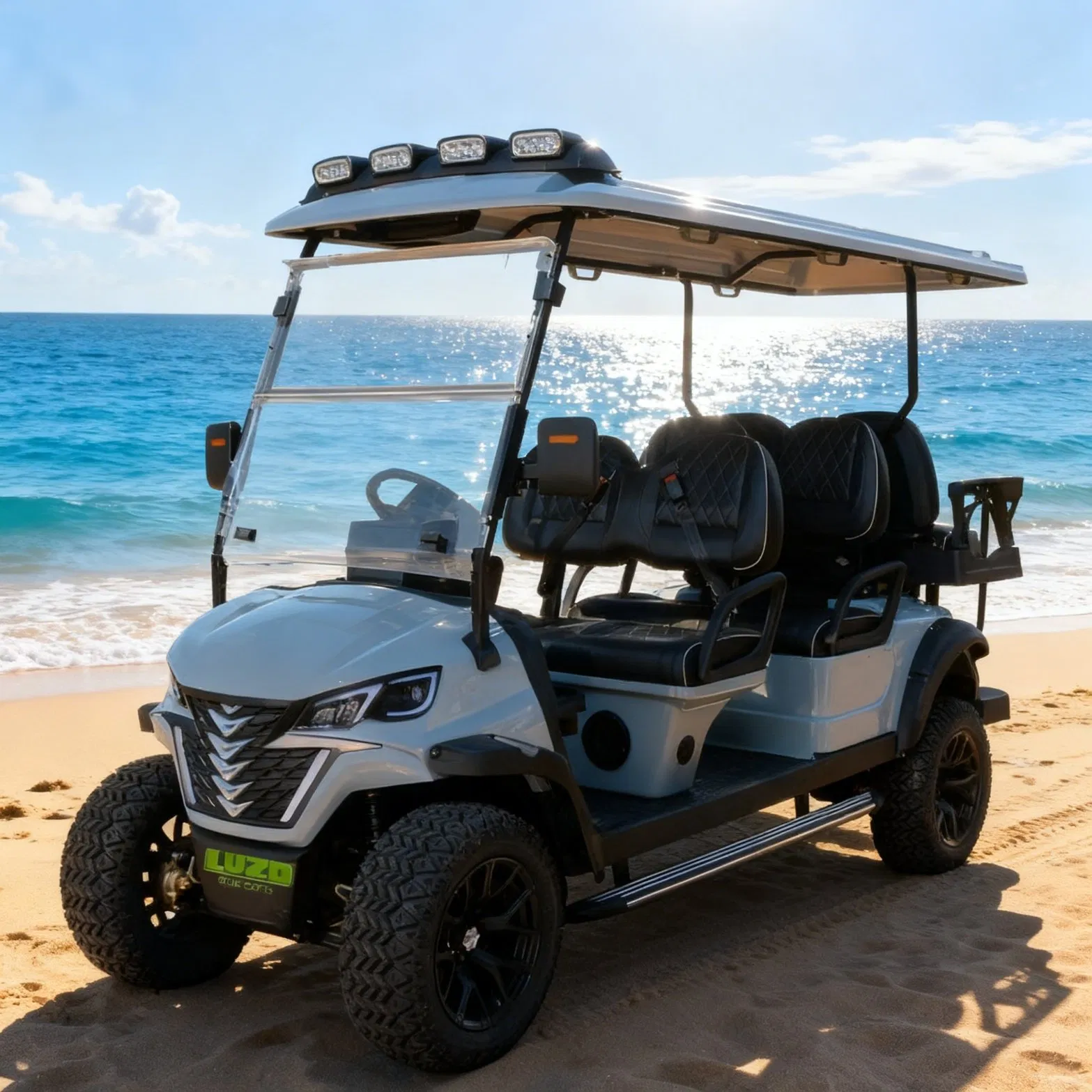 Carrinho de Golfe Elétrico Pesado Lvzo com Suporte de Carga - Ideal para Uso Comercial e em Resorts