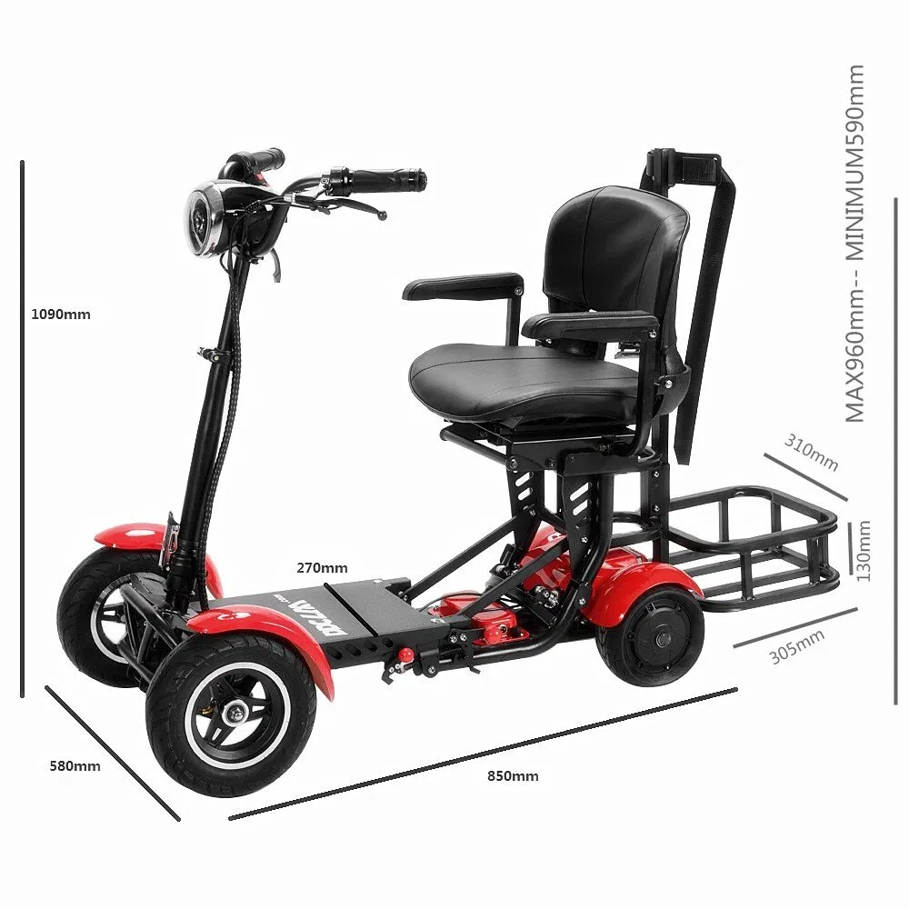 2025 Excelente Tamanho Compacto Encosto Ajustável em Altura Grande Assento Dobrável Monopattino Carrinhos de Golfe