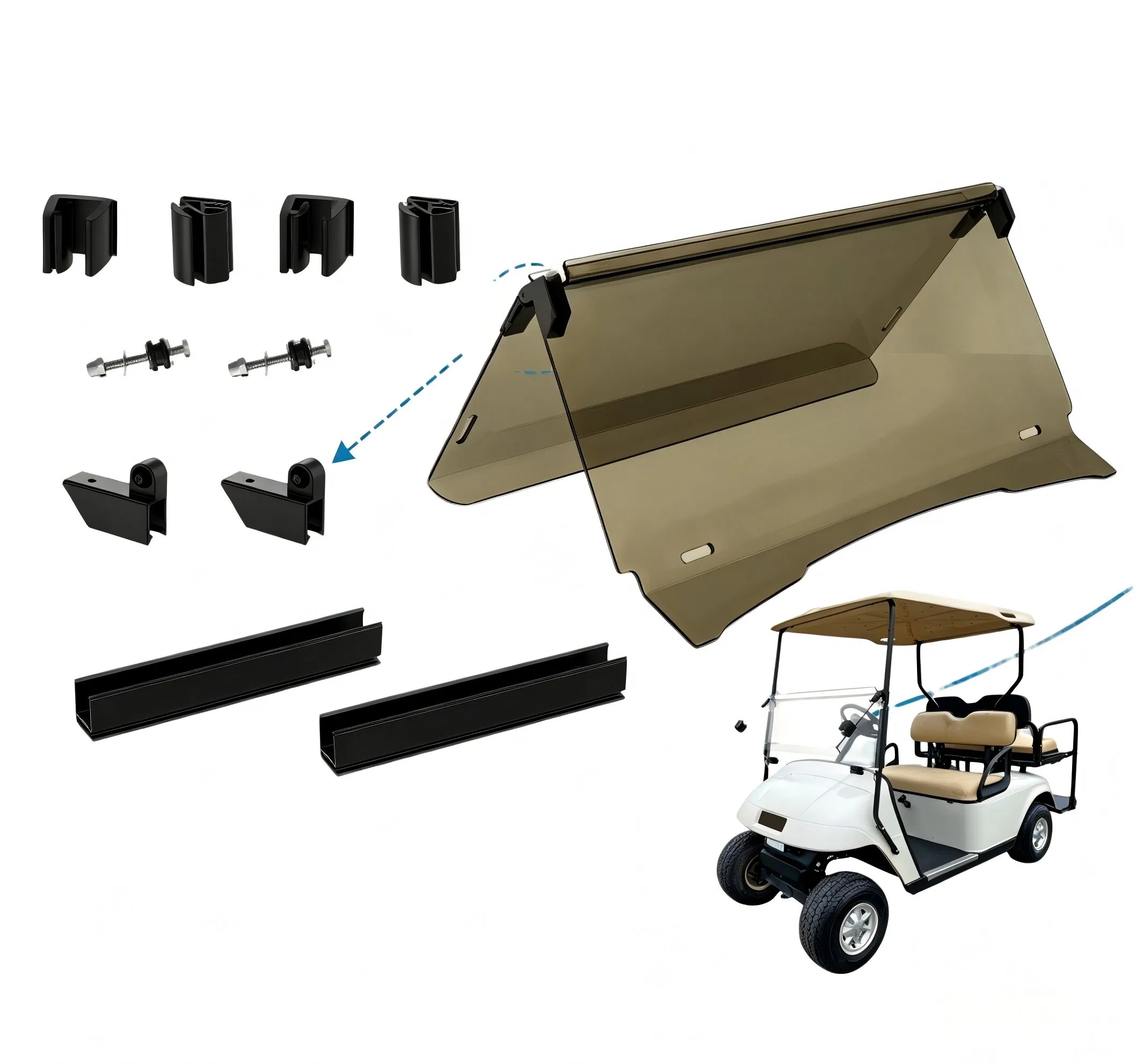 Parabrisa Tinted de Policarbonato Resistente a UV e Impacto para Carrinho de Golfe Ezgo TXT