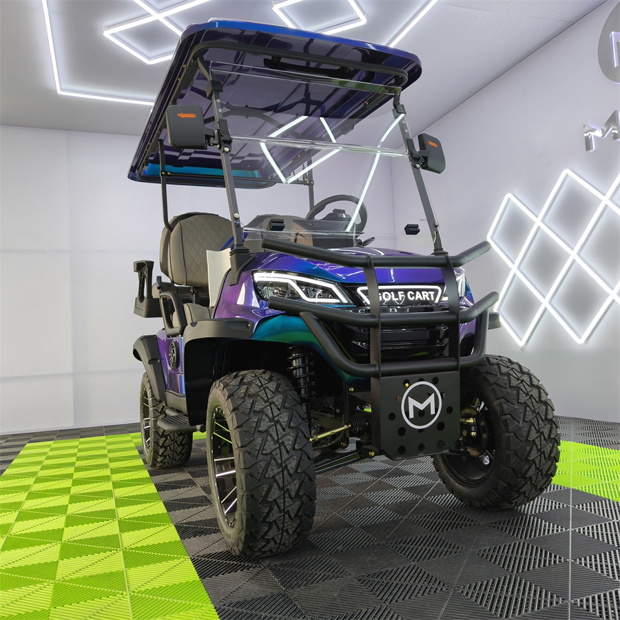 Carrinho de Golfe Elétrico Club Car com Quatro Rodas Levantadas para Caça Off Road com Bateria de Lítio 4 Lugares