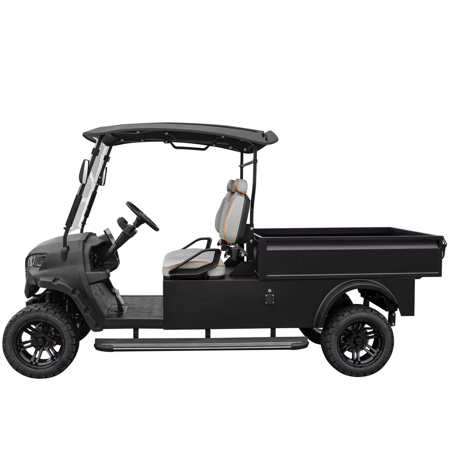Carrinho de golfe elétrico eficiente com opção de caçamba de plástico para uso flexível