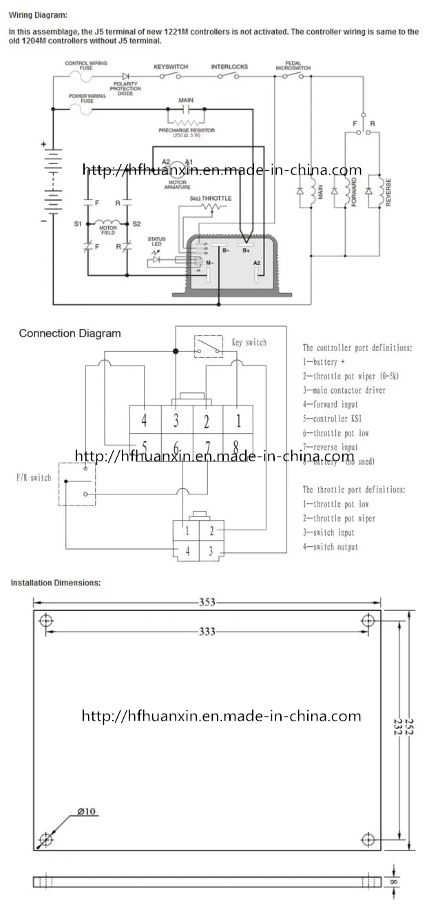 48V Controlador DC Curtis de empilhadeira de carrinho de golfe original 1221m-6701 60V 72V 550A